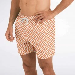Subliminator Orange Geometric Pattern Swim Shorts 17 Subliminator Orange Geometric Pattern Swim Shorts