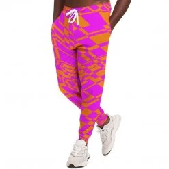Subliminator Fuchsia & Orange Warp Unisex Fleece Joggers Pants & Joggers