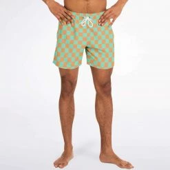 Subliminator Men Green & Orange Check Swim Shorts 21 Subliminator Men Green & Orange Check Swim Shorts
