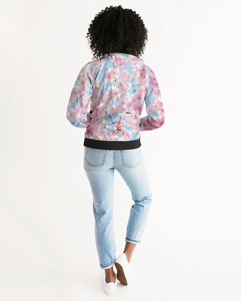 Harlow & Lloyd Jackets Cherry Blossom Sky Women's Bomber Jacket 7 Harlow & Lloyd Jackets Cherry Blossom Sky Women's Bomber Jacket