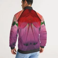 Harlow & Lloyd Jackets Feathered Grace Men's Stripe-Sleeve Track Jacket 12 Harlow & Lloyd Jackets Feathered Grace Men's Stripe-Sleeve Track Jacket