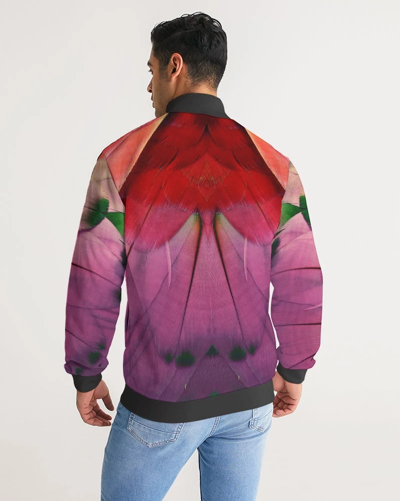 Harlow & Lloyd Jackets Feathered Grace Men's Stripe-Sleeve Track Jacket 7 Harlow & Lloyd Jackets Feathered Grace Men's Stripe-Sleeve Track Jacket