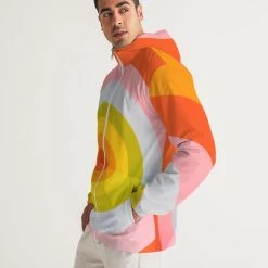 Harlow & Lloyd Orange Vortex Men's Windbreaker Hooded Jacket