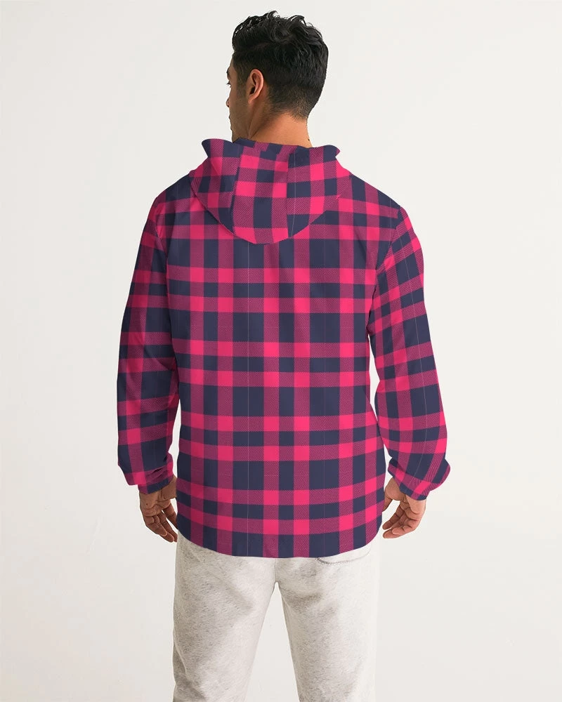 Harlow & Lloyd Red & Navy Tartan Men's Hooded Windbreaker Jacket Jackets 7 Harlow & Lloyd Red & Navy Tartan Men's Hooded Windbreaker Jacket Jackets