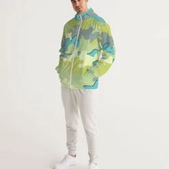 Harlow & Lloyd Jackets Blue Camo Men's Hooded Windbreaker Jacket