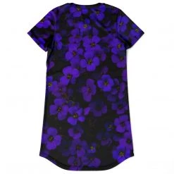 Subliminator Midnight Purple Flower T Shirt Dress