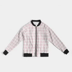 Harlow & Lloyd Jackets Pale Pink Large Houndstooth Women's Bomber Jacket