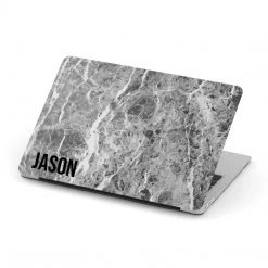 Harlow & Lloyd Personalized Macbook Hard Shell Case - Dark Grey Marble