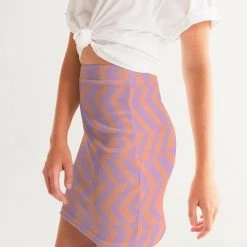 Harlow & Lloyd Peach & Orchid Stripe Women's Mini Skirt