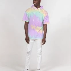 Harlow & Lloyd Hoodies Lilac Mint Tie Dye Men's Premium Heavyweight Short Sleeve Hoodie