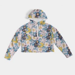 Harlow & Lloyd Jackets Blue Frisky Floral Women's Cropped Windbreaker