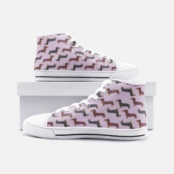 Harlow & Lloyd Dachshund Mauve High Top Unisex Canvas Shoes