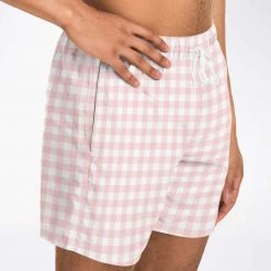 Subliminator Swimwear Pale Pink Gingham Check Swim Shorts 15 Subliminator Swimwear Pale Pink Gingham Check Swim Shorts