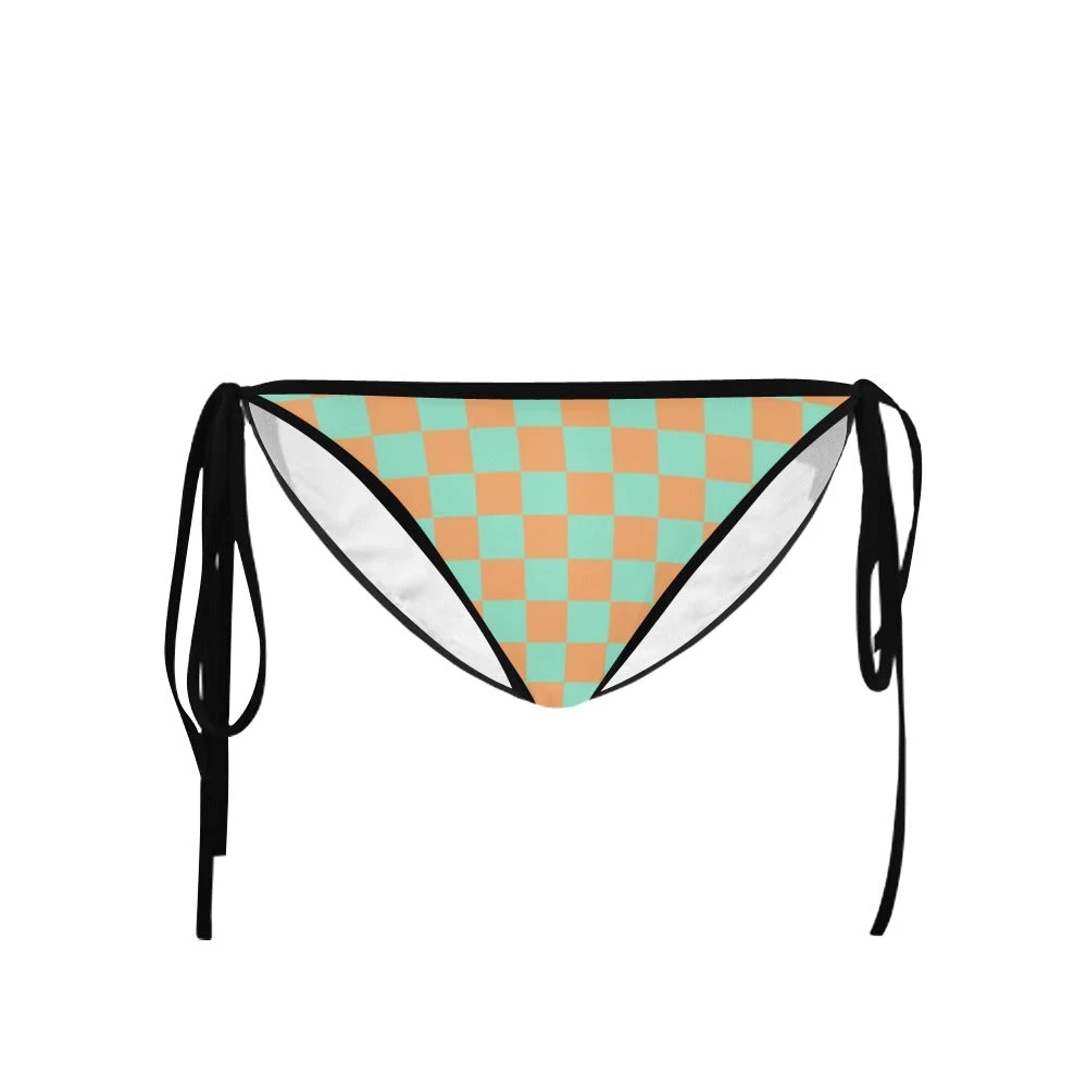 Harlow & LLoyd Women Green & Orange Check Bikini Bottom 3 Harlow & LLoyd Women Green & Orange Check Bikini Bottom