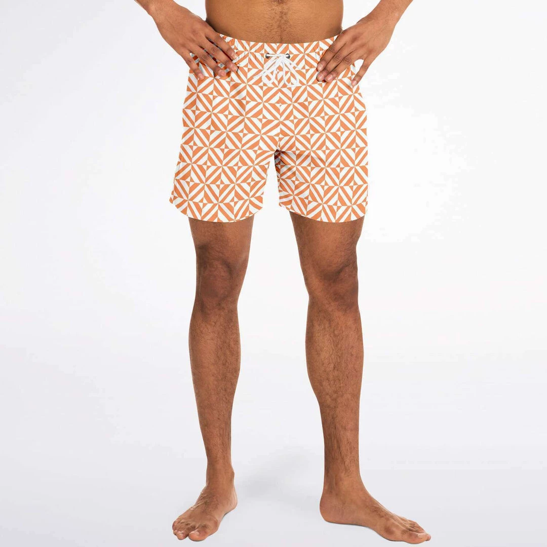 Subliminator Orange Geometric Pattern Swim Shorts 10 Subliminator Orange Geometric Pattern Swim Shorts