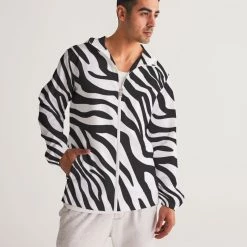 Harlow & Lloyd Jackets Zebra Print Men's Windbreaker