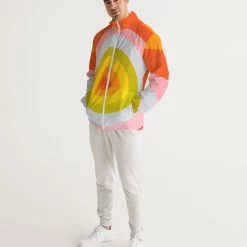 Harlow & Lloyd Orange Vortex Men's Windbreaker Hooded Jacket