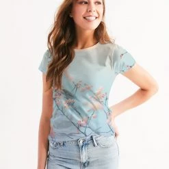 Harlow & Lloyd Cherry Blossoms With Bird Women's Tee