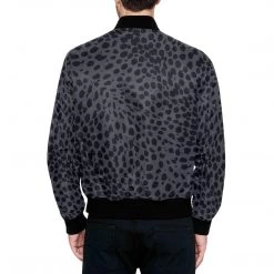Harlow & LLoyd Jackets Cheetah Print Charcoal Quilted Bomber Jacket