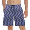 Harlow & Lloyd Blue Violet Charcoal Abstract Striped Board Shorts