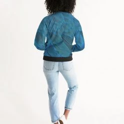 Harlow & Lloyd Brilliant Blue Feathers Women's Bomber Jacket