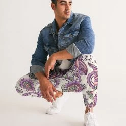 Harlow & Lloyd Purple Cream Paisley Men's Lightweight Track Pants