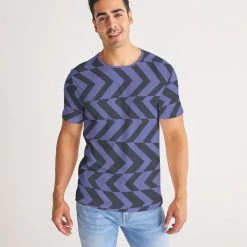 Harlow & Lloyd Blue Violet Charcoal Abstract Striped Men's T Shirt T Shirts & Tanks