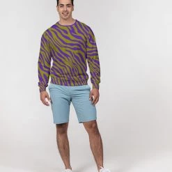 Harlow & Lloyd Purple Olive Zebra Men's French Terry Pullover Sweatshirt 12 Harlow & Lloyd Purple Olive Zebra Men's French Terry Pullover Sweatshirt