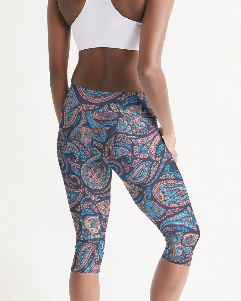 Harlow & Lloyd Perfect Paisley Women's Mid-Rise Capri Leggings 7 Harlow & Lloyd Perfect Paisley Women's Mid-Rise Capri Leggings