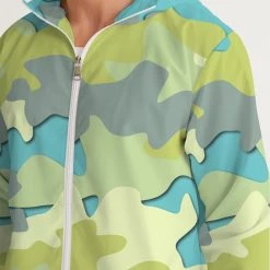 Harlow & Lloyd Jackets Blue Camo Men's Hooded Windbreaker Jacket