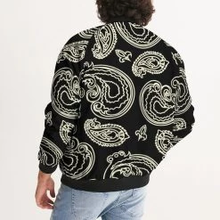 Harlow & Lloyd Black & Bone Paisley Men's Bomber Jacket Jackets 10 Harlow & Lloyd Black & Bone Paisley Men's Bomber Jacket Jackets