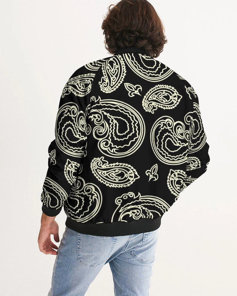 Harlow & Lloyd Black & Bone Paisley Men's Bomber Jacket Jackets 6 Harlow & Lloyd Black & Bone Paisley Men's Bomber Jacket Jackets