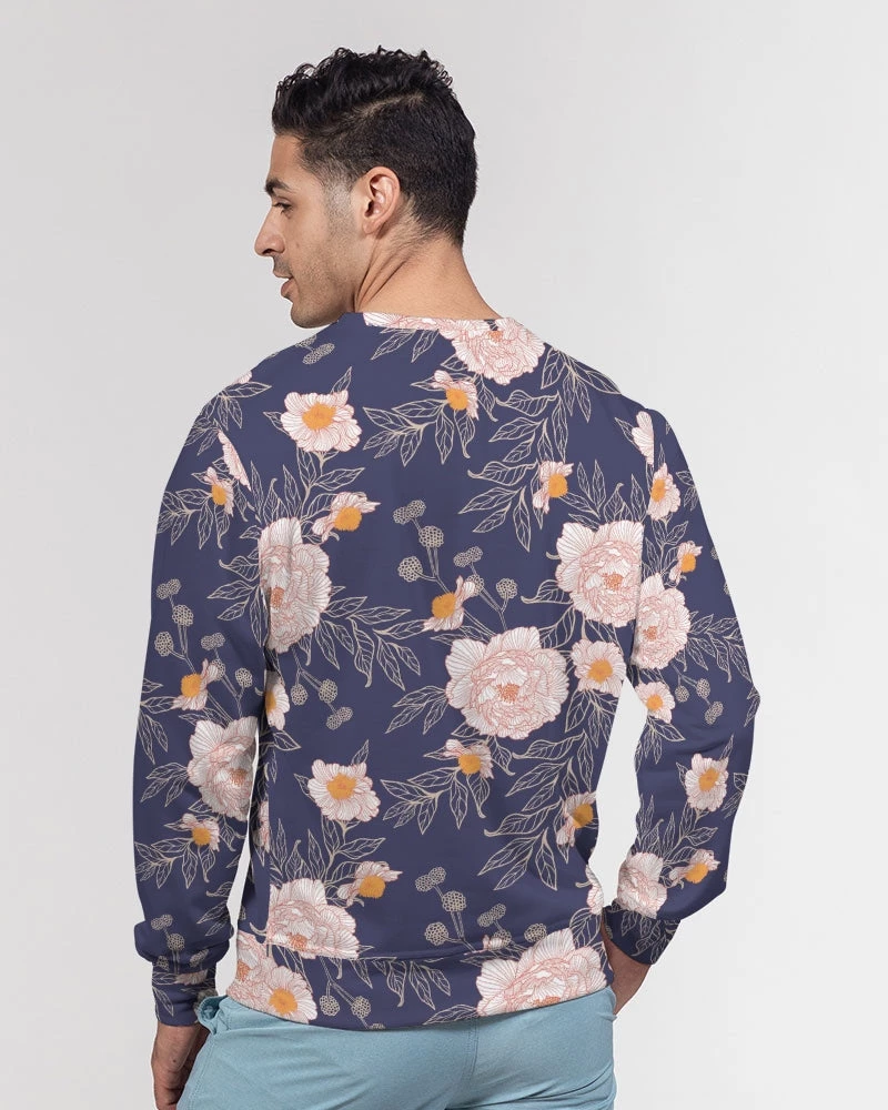 Harlow & Lloyd Orange Peonies Floral Orient Blue Men's French Terry Pullover Sweatshirt Sweatshirts & Pullovers 4 Harlow & Lloyd Orange Peonies Floral Orient Blue Men's French Terry Pullover Sweatshirt Sweatshirts & Pullovers