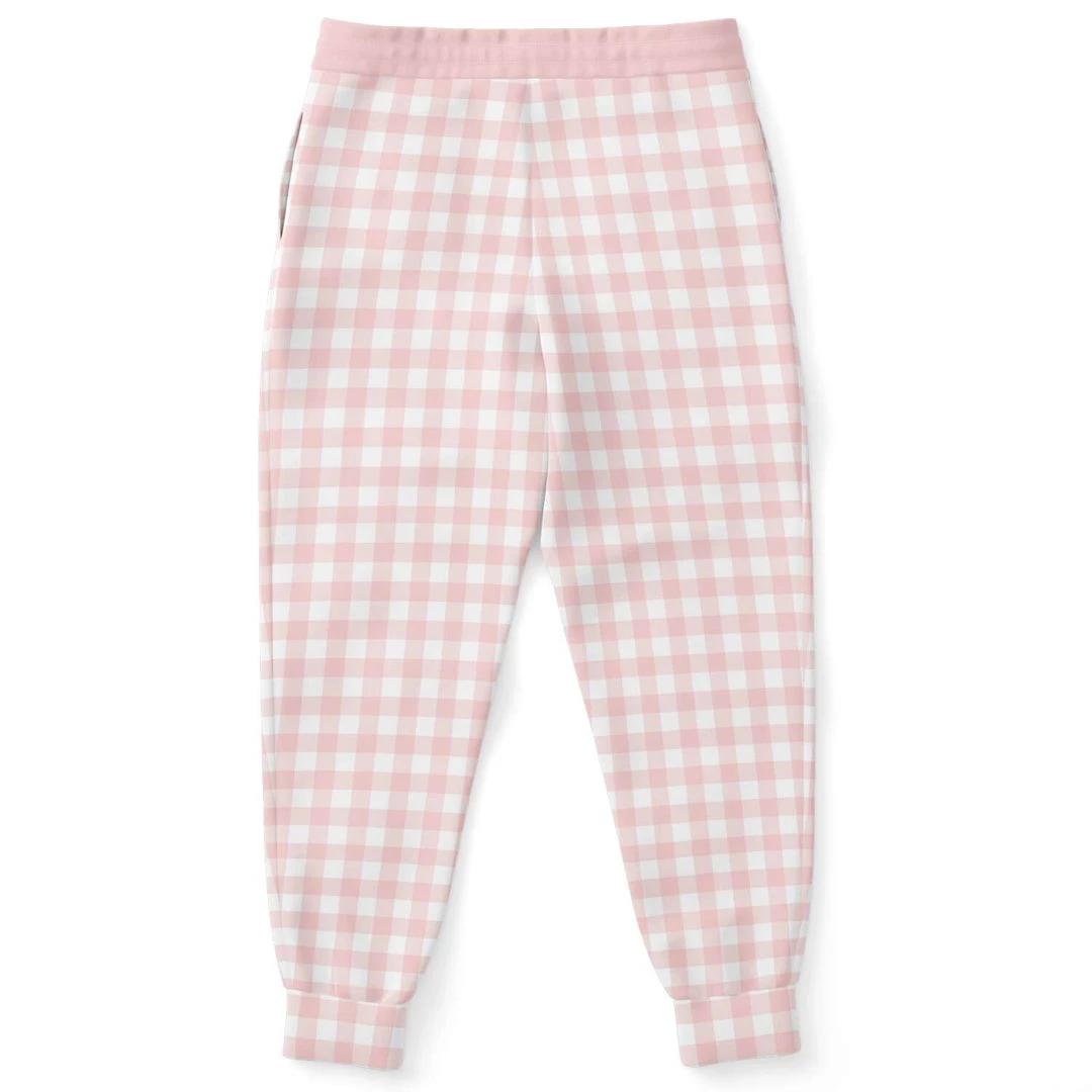 Subliminator Pale Pink Gingham Check Unisex Fleece Joggers Pants & Joggers 9 Subliminator Pale Pink Gingham Check Unisex Fleece Joggers Pants & Joggers