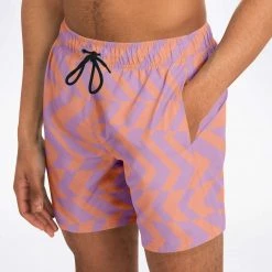 Subliminator Peach & Orchid Abstract Striped Swim Shorts Men