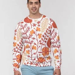 Harlow & Lloyd Sweatshirts & Pullovers Orange Retro Garden Men's French Terry Pullover Sweatshirt