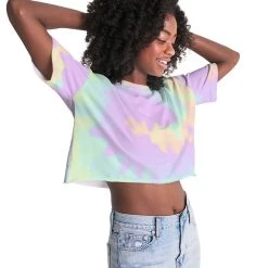 Harlow & Lloyd Lilac Mint Tie Dye Women's Lounge Cropped Tee