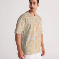 Harlow & Lloyd Green & Orange Snake Print Men's Premium Heavyweight Tee