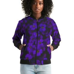 Harlow & Lloyd Midnight Purple Floral Women's Bomber Jacket Jackets