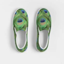 Harlow & Lloyd Shoes Stunning Peacock Women's Slip-On Canvas Shoe 13 Harlow & Lloyd Shoes Stunning Peacock Women's Slip-On Canvas Shoe