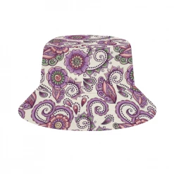 Harlow & Lloyd Accessories Purple Cream Paisley Bucket Hat