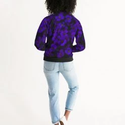 Harlow & Lloyd Midnight Purple Floral Women's Bomber Jacket Jackets