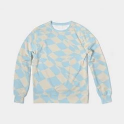 Harlow & Lloyd Blue & Vanilla Ripple Check French Terry Pullover Sweatshirt