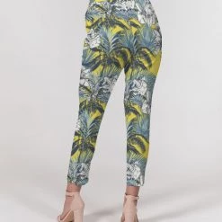 Harlow & Lloyd Yellow Tropics Women's Belted Tapered Pants