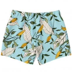 Subliminator Yellow Flower Powder Blue Swim Shorts Men