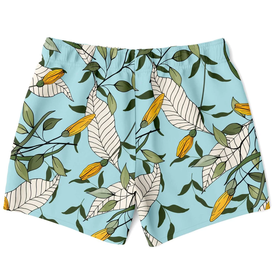 Subliminator Yellow Flower Powder Blue Swim Shorts Men 4 Subliminator Yellow Flower Powder Blue Swim Shorts Men