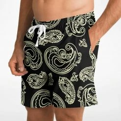 Subliminator Black & Bone Paisley Fleece Shorts 14 Subliminator Black & Bone Paisley Fleece Shorts