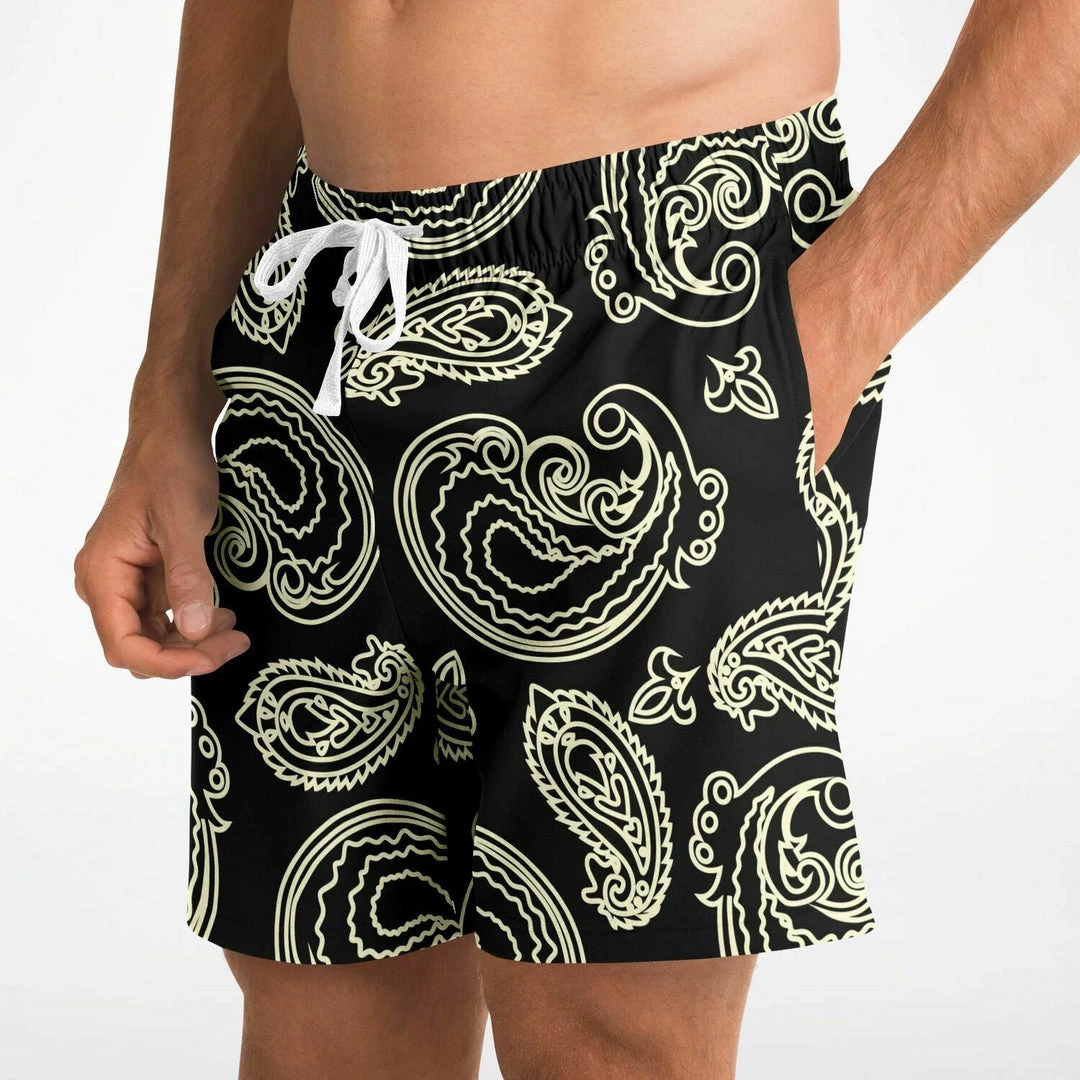 Subliminator Black & Bone Paisley Fleece Shorts 6 Subliminator Black & Bone Paisley Fleece Shorts
