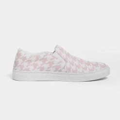 Harlow & Lloyd Pale Pink Large Houndstooth Women's Slip-On Canvas Shoe