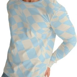 Harlow & Lloyd T Shirts & Tanks Blue & Vanilla Ripple Check Men's Long Sleeve Tee